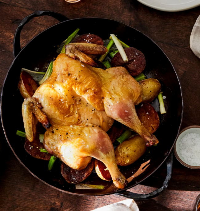 Spatchcock Roast Chicken & Potatoes