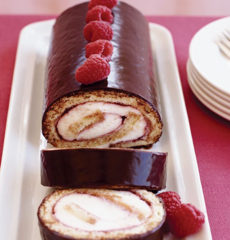 Chocolate-Raspberry Swiss roll, Christmas dessert