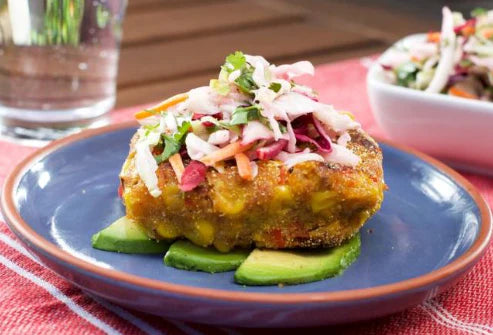 southwestern veggie burger with slaw